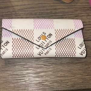 Cream and Brown Checkered Wallet